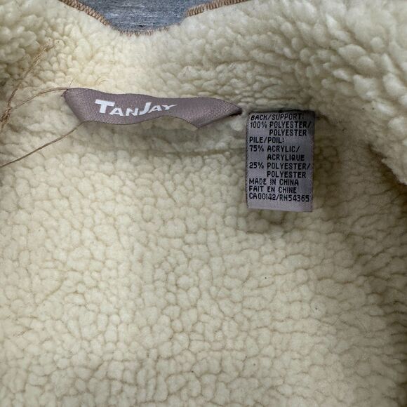 Beige Teddy Lined Faux Suede Vest with Leopard Print Upcycled Pocket Boho Chic - Picture 4 of 8